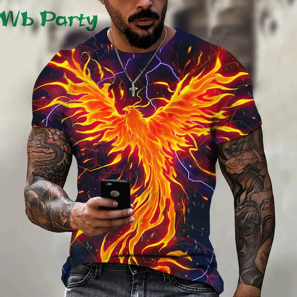 

Phoenix Pattern Print Clothes Men Designer Men's T-shirts Print Men's Summer Clothes Short Sleeve Tee Phoenix Shirts Graphic Tee