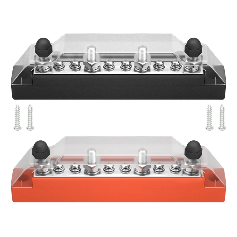 Sammelschienen-Klemmenschrauben, Batterie-Stromverteilerblock, 4 M6 positiv, negativ, 6 M4-Klemmenbolzen für Auto, Boot