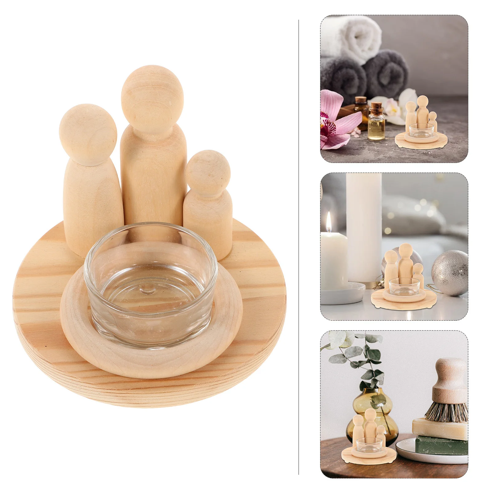 

Vintage Wood Holder Bonfire Theme Hand Polished Natural Candlestick for Dining Room Kitchen Table Decor Romantic Ambiance