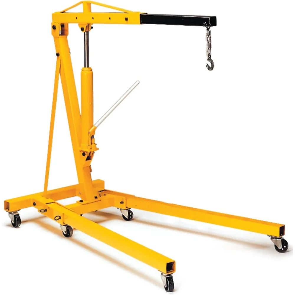 Lifting Cranes,W41029 Folding Wheeled Engine Crane for Vehicle Maintenance, Yellow, 2-ton Capacity, Lifting Cranes