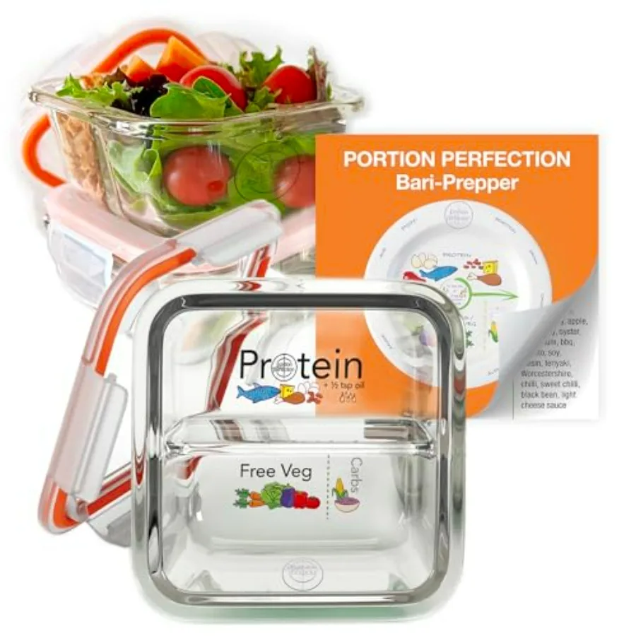 

Portion Perfection Bariatric Must Haves: 3Pack Reusable Glass Portion Control Containers for Meal Prep Ideal for Gastric Sleeve