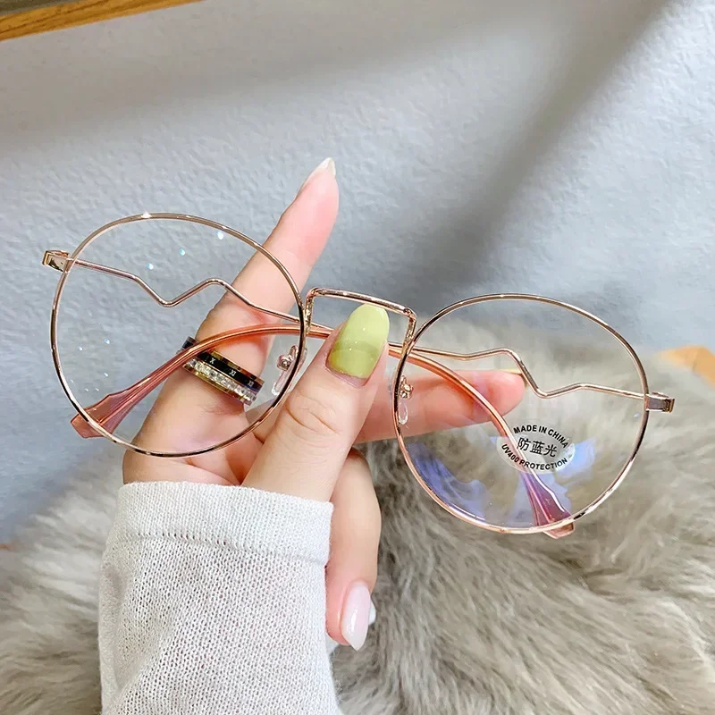 

New Fashion Big Frame Round Spectacles Myopia Glasses Anti-blue Light Reading Glasses Female Metal Frame