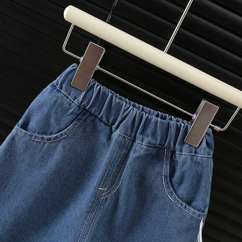 Kids Spring Jeans with Lace Hem 2-6Y Girls Loose Pants Korean style Children Sweet Elastic Waist Denim Trousers 4 Kids Spring Jeans with Lace Hem 2-6Y Girls Loose Pants Korean style Children Sweet Elastic Waist Denim Trousers 4