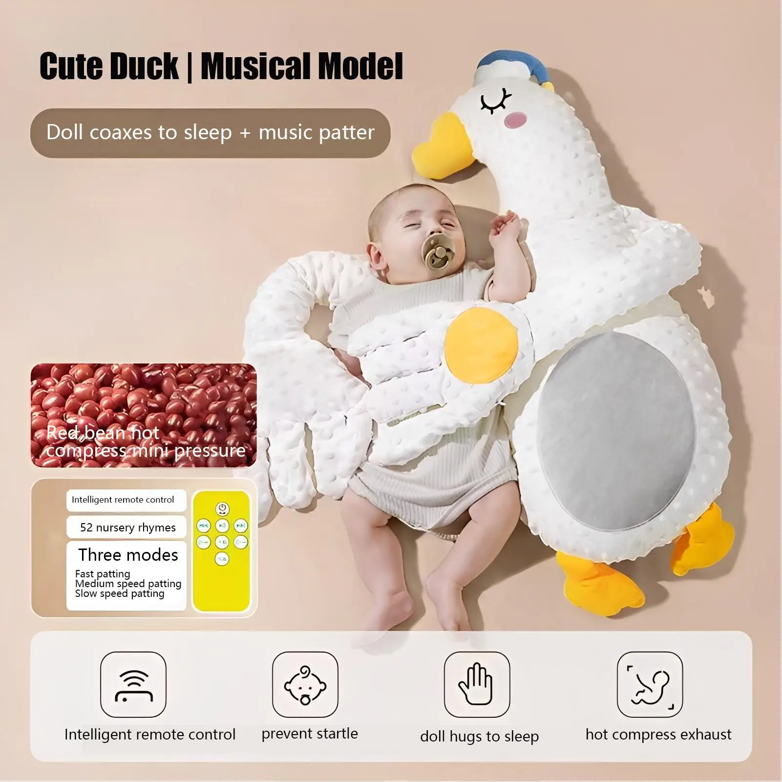 طفل النوم الربت دمية مع مهدئا النخيل الكهربائية الطفل وسادة اليد مهدئا النخيل الربت رفيق لعبة للحمل الرضع #6