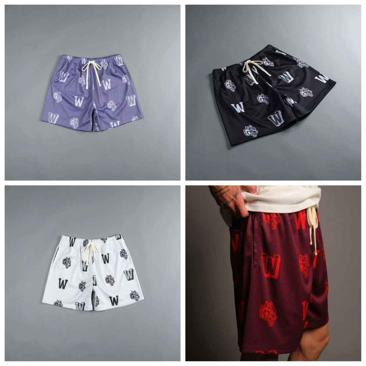 Celana Pendek Olahraga Musim Panas 2025 Terlaris Motif Kepala Serigala Amerika, Santai untuk Luar Ruangan, Bernapas, Cepat Kering, dan Longgar