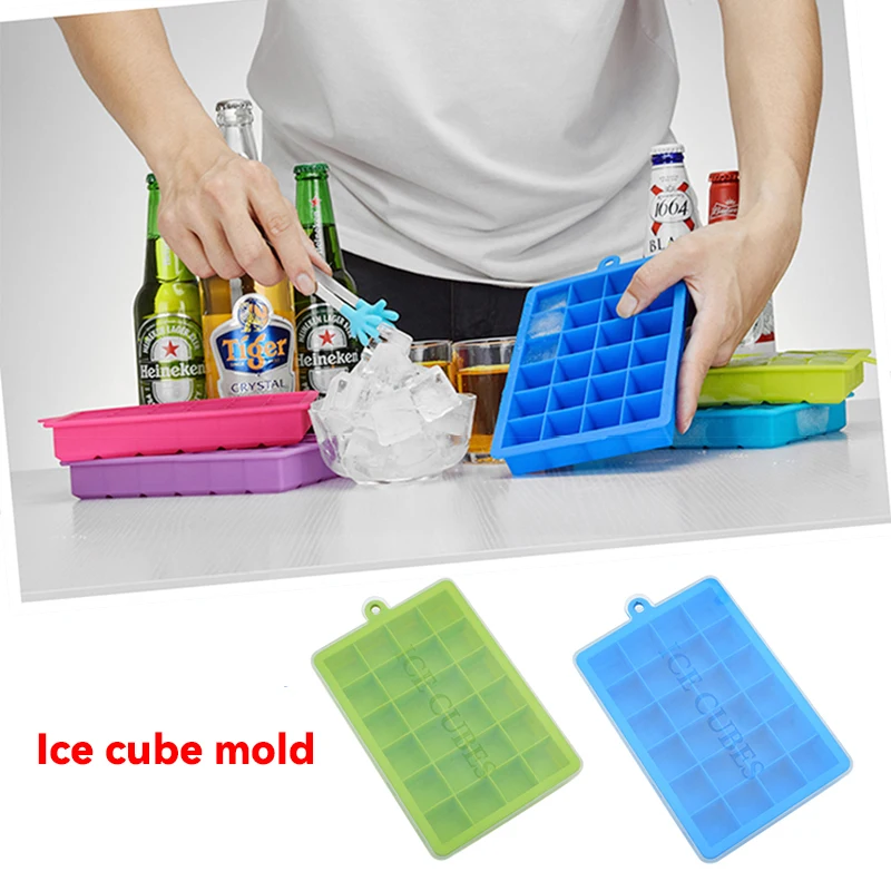 

1PC 24-hole Silicone Ice Tray with Lid Square Box Auxiliary Food Puree Cheese Jelly Mold Bar Kitchen Tool Cocktail Cube 2024 New