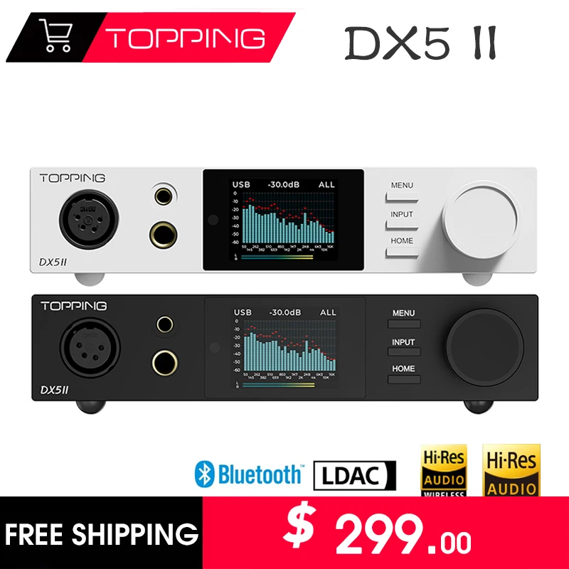 Topping DX5 II Digital Music Audio Decoder DAC Fully Balanced DAC & Headphone Amp Combo New Generation Dual ES9039Q2M DSD DX5II