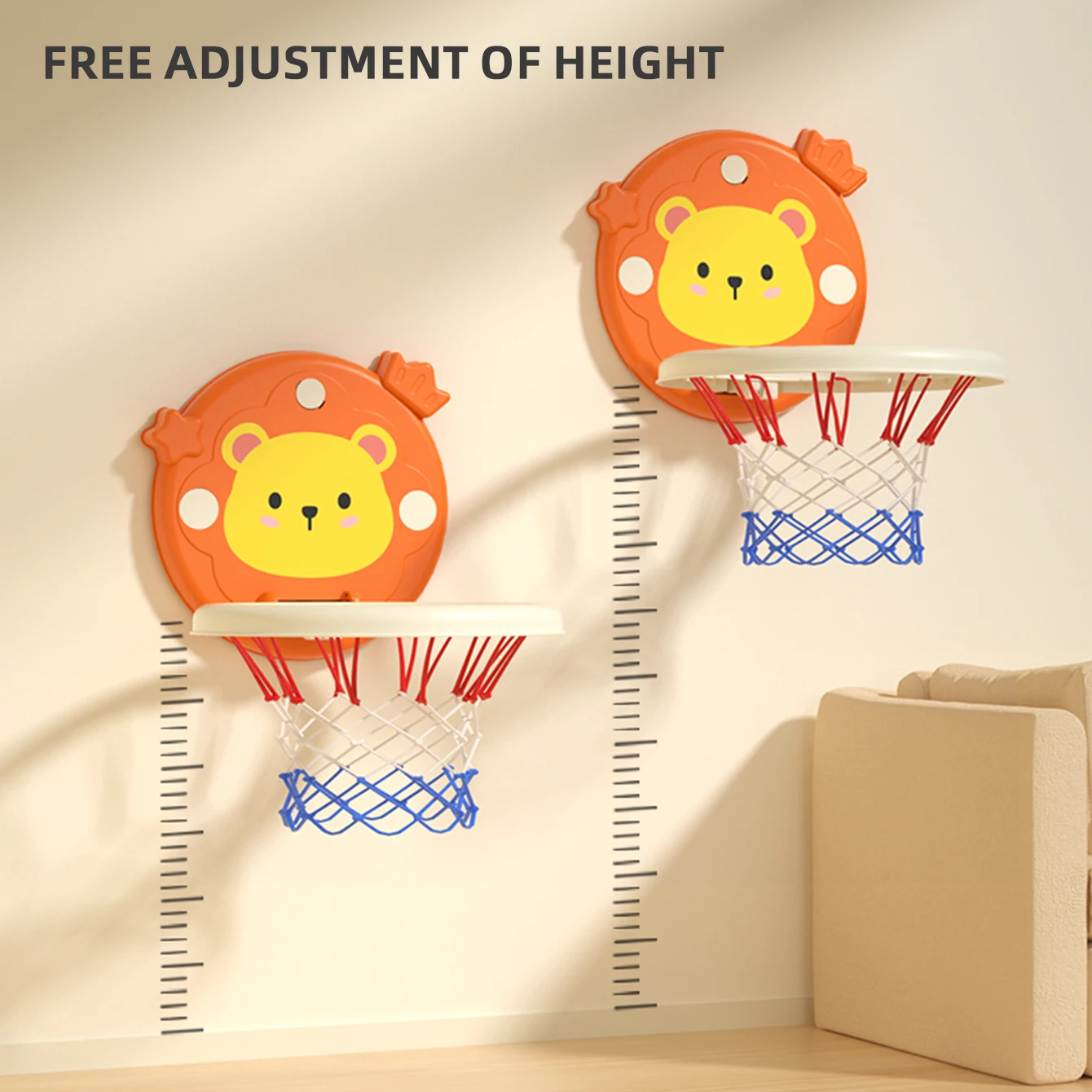 حامل كرة السلة للأطفال، كرات إطلاق نار داخلية، ألعاب معلقة قابلة للتجميع وقابلة للطي