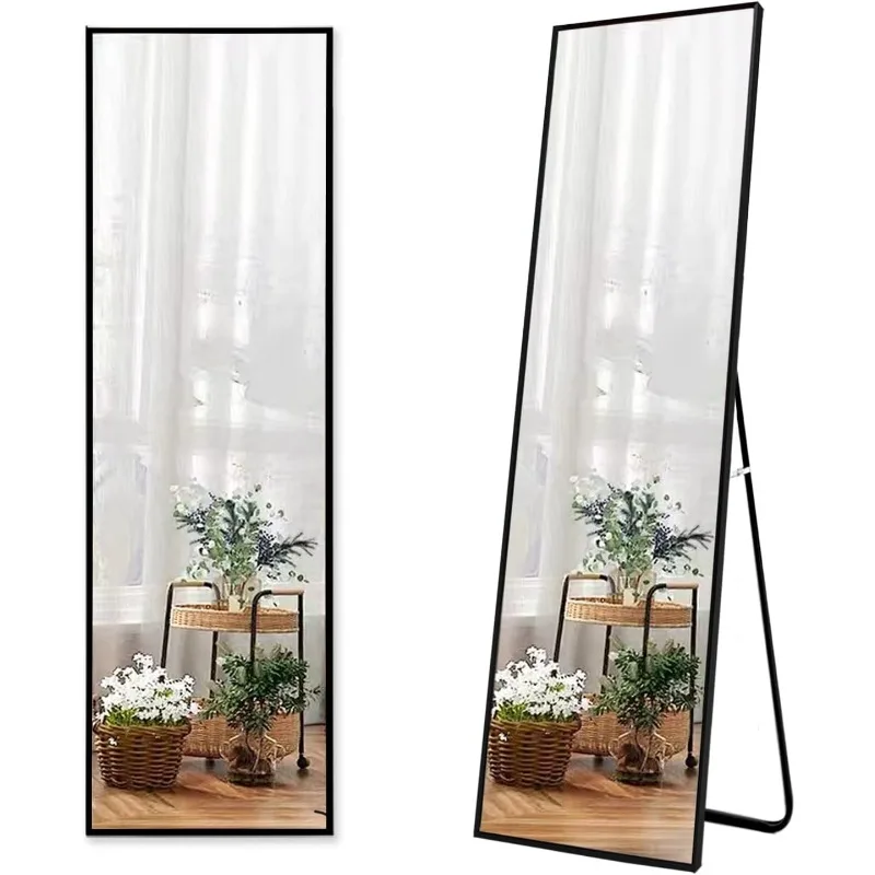 Wall Mirror Full Length Full Body Mirror Floor Mirror Standing with Aluminum Alloy Thin Frame for Bedroom Living Room