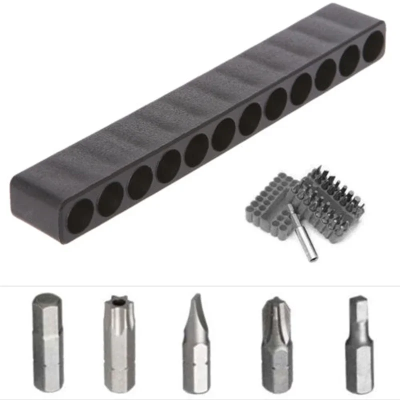 

1/4" inch Screwdriver bit holder 6.35mm Black Case Head Hex Shank Hole Organizer Plastic Tool 10/12 Holes Hot New