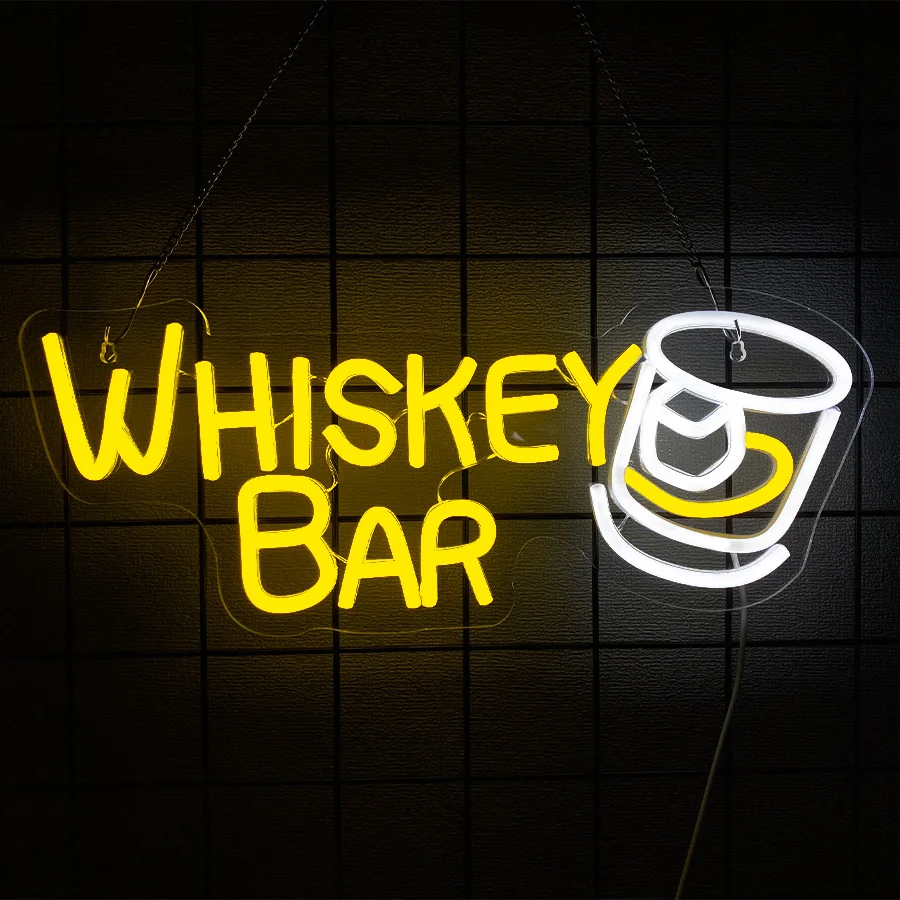 Whiskey Bar Led Neon Business Sign, Acrylic Usb Powered, Used For Bar Clubs, Family Gatherings, Mav Cave Restaurants Decor Gifts