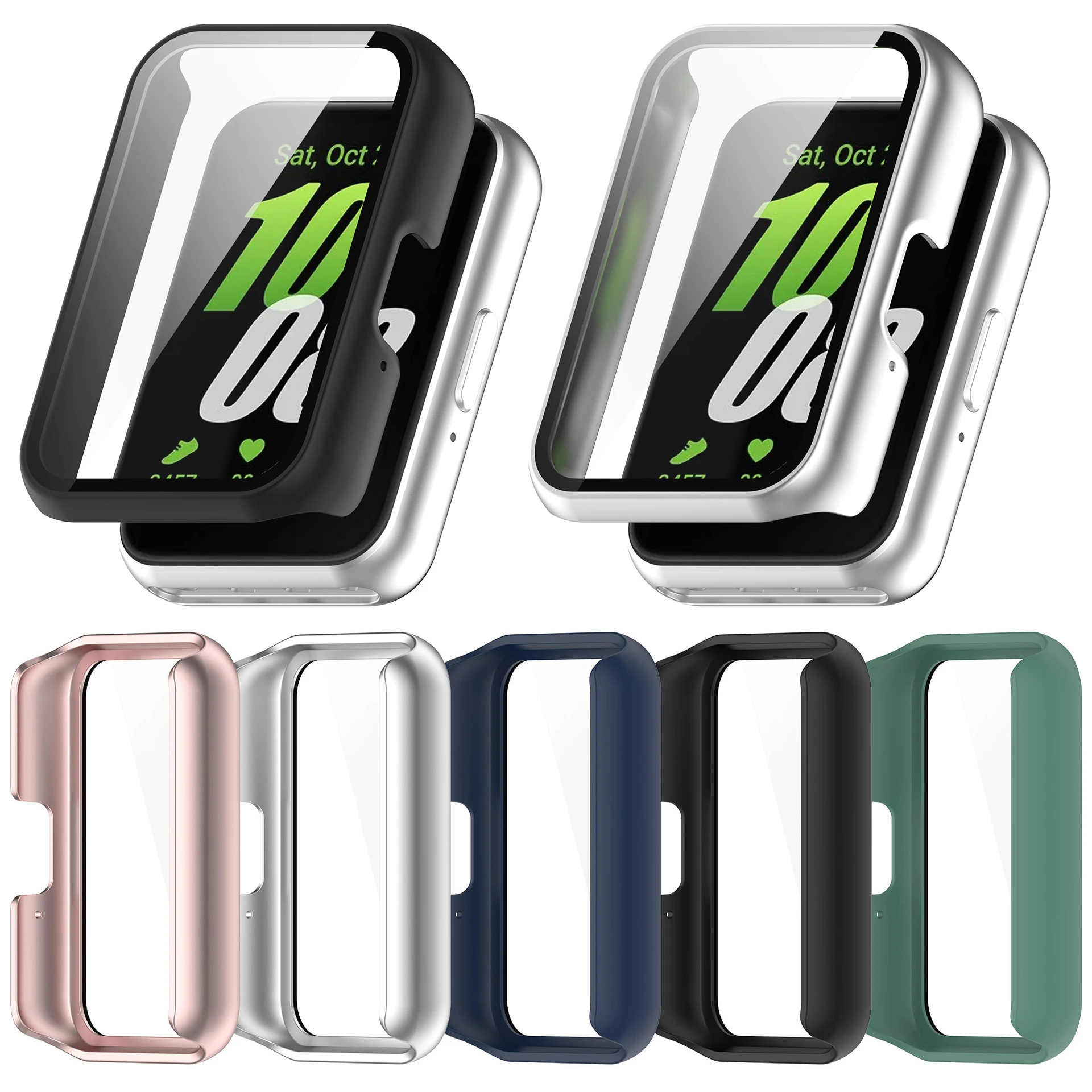 Anti-Scratch PC Bumper Screen Protector Capa, Case e Vidro para Samsung Galaxy Fit 3 SM-R390, All-around Shell