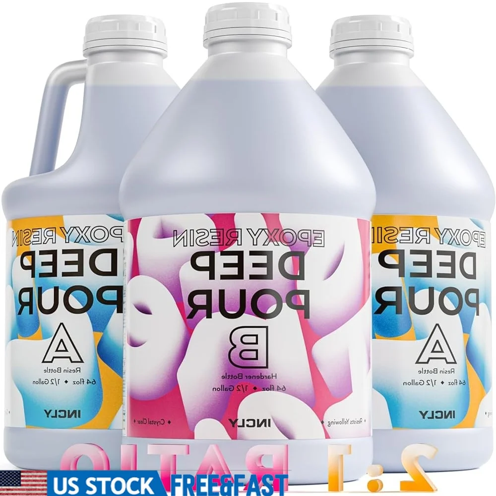 

Deep Pour Epoxy Resin Kit 1.5 Gallon 2:1 Bubble Free Crystal Clear Self Leveling Durable Heat Resistant Crafting Projects