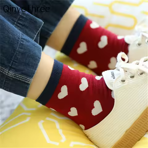 Harajuku Colorful Love Heart Patterned Socks Happy Funny Preppy Style Cute Mori Girl Casual Daily Sokken Dropship