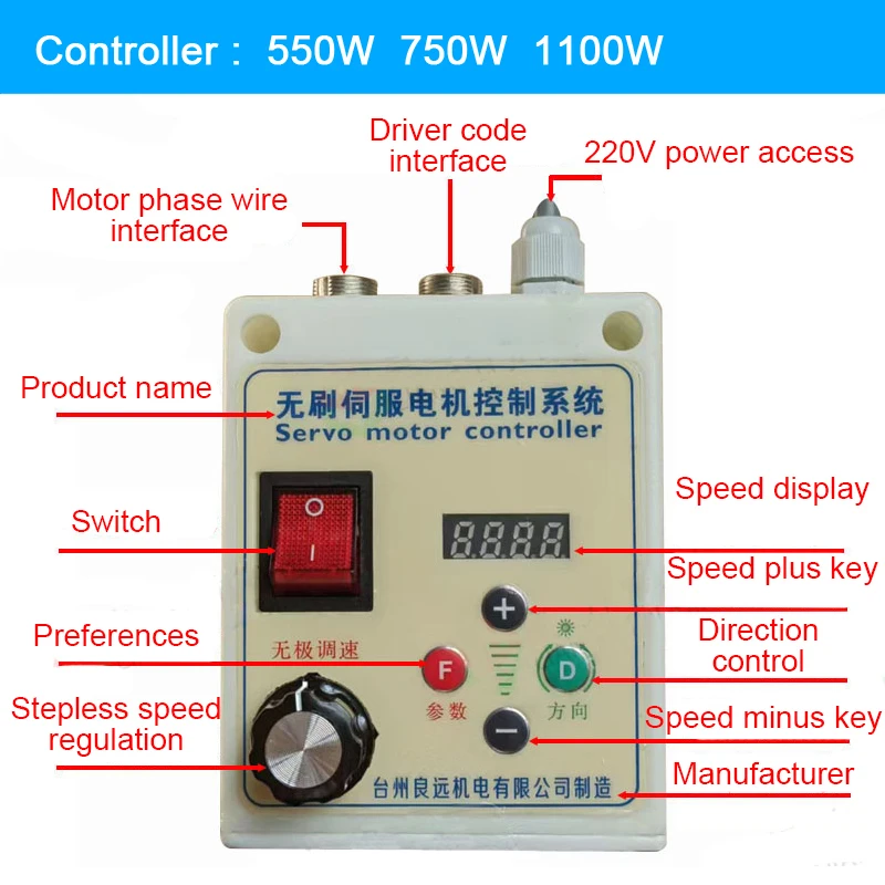 Imagem -02 - sem Escova Servo Motor Control Grupo Ajuste de Velocidade Correia Lixadeira Máquinas para Trabalhar Madeira Torno 550w 750w 1100w 220v 110v Botão