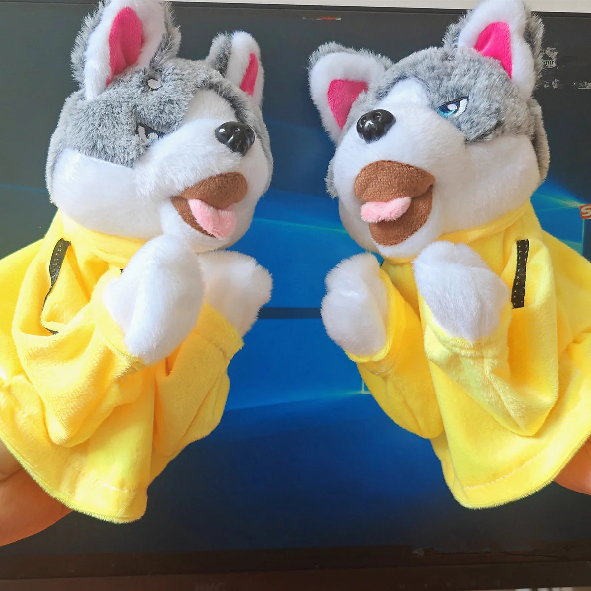 

Kung Fu Plush Toy Husky Dog Gloves Children's Game Toys Boxer Hand Puppet Finger Battle Sound Stuffed Animal Doll Birthday Gift