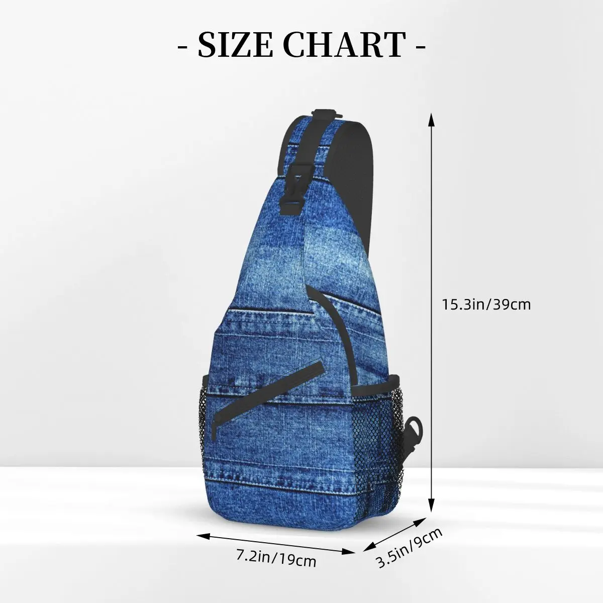 Denim Jeans Tartan Moda Pequeno Sling Bag Peito Crossbody Sling Ombro Mochila Caminhadas Mochilas De Viagem Saco De Moda