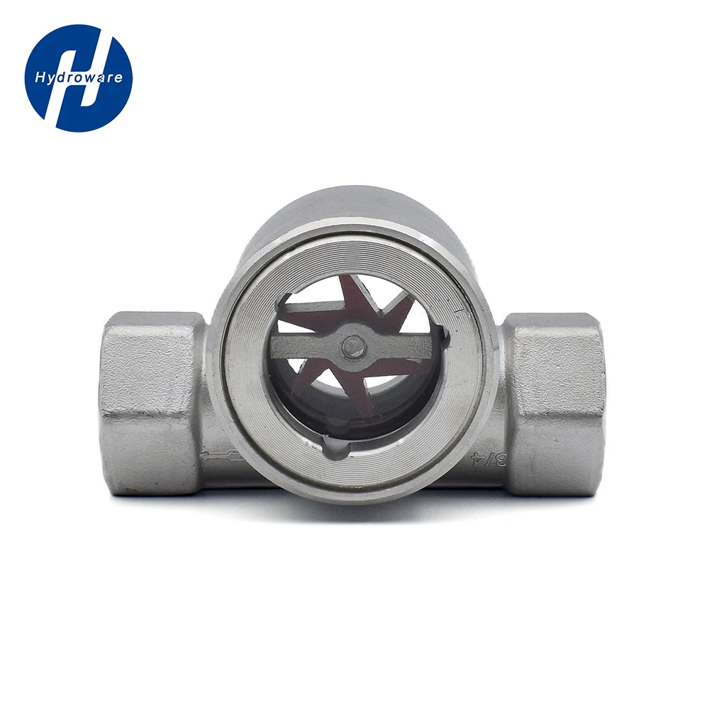 

1/4" 3/8" 1/2" 3/4" 1" 1-1/2" 2" BSPT Female 304 Stainless Window Sight Glass Flow Indicator With Impeller Water Oil