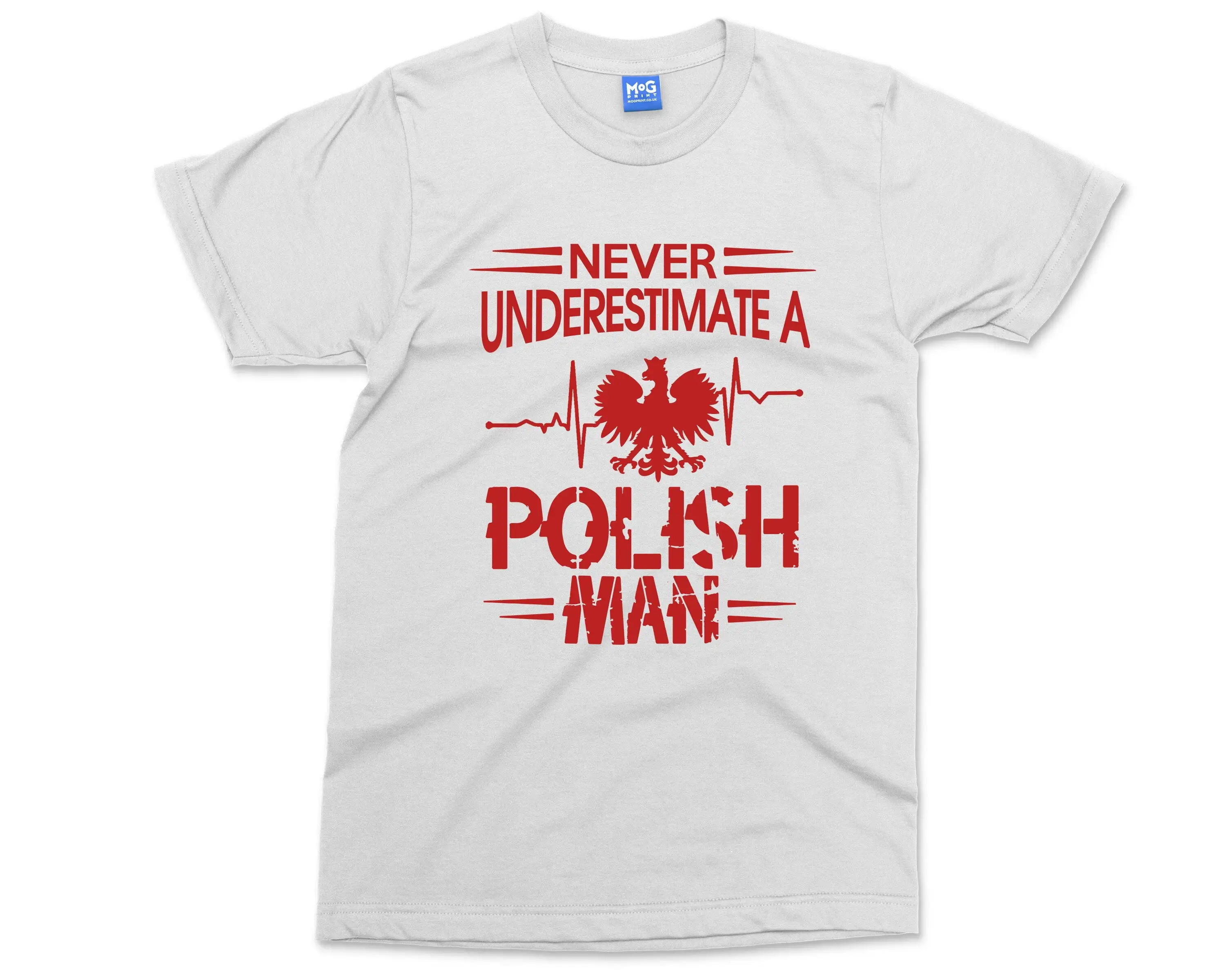 Never Underestimate A Polish Man T Shirt Funny Poland Pride Slogan Heartbeat Polska Eagle Emble Flag S