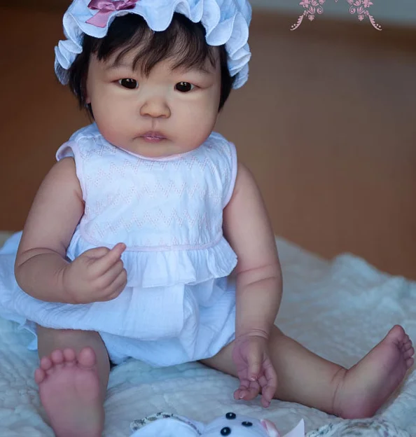 25 inch DIY herboren poppenset onvoltooide ongeverfde Min Li Aziatische babypoppenkit met stoffen lichaam en ogen voor verzamelaars