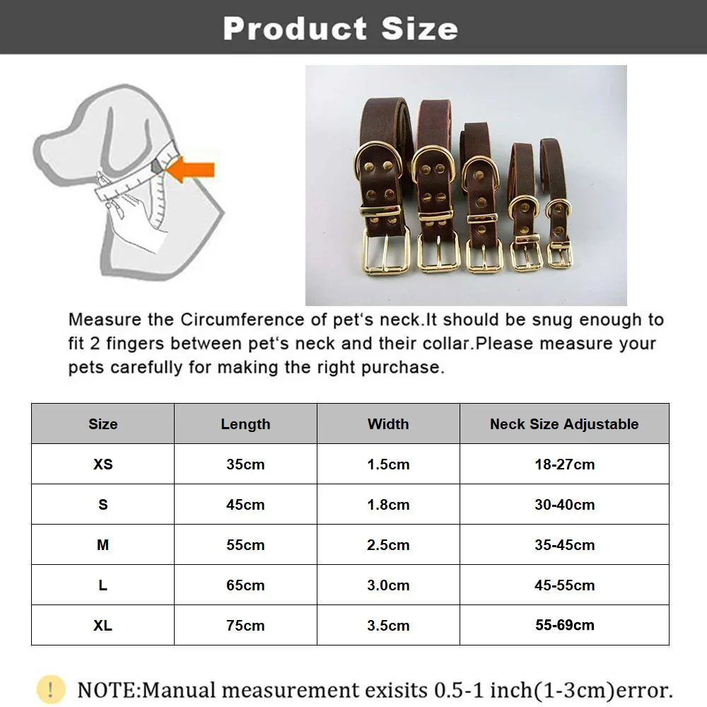 قابل للتعديل جلد طبيعي طوق الكلب ، البني ، الثقيلة ، النمط الكلاسيكي ، الصغيرة والمتوسطة ، سلالات كبيرة
