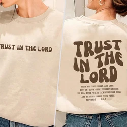 Faith Over Fear Christian Sweatshirt Trust In The Lord Women Jesus Hoodie Bible Verse O Neck Sweatshirts Pullover Clothes Coat