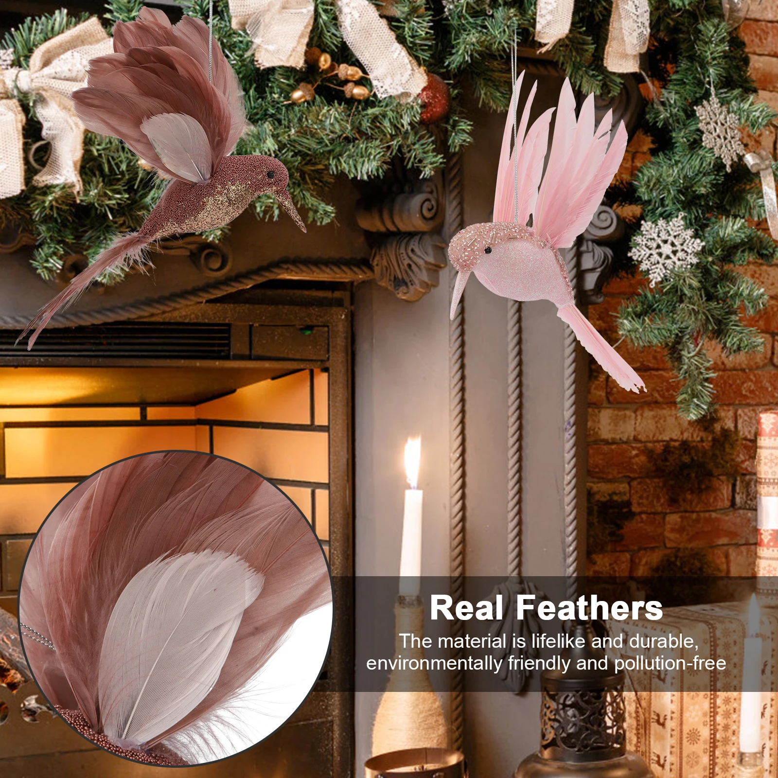 DIY Wedding Home Decoration Christmas Tree Pendant Fake Foam Animal Simulation Feather Birds Models Hummingbird Artificial Birds