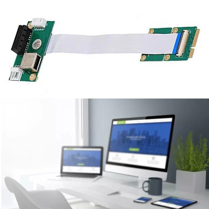 Mini PCIe to PCIe 1X Converter Cable with USB FPC Cable Support 5V 12V Power F19E