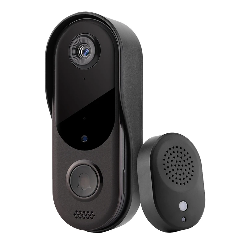 Smart Home Security Doorbell กล้อง Wifi วิดีโอ 2Way Audio กระดิ่งประตูสีดําสําหรับ Home/Office