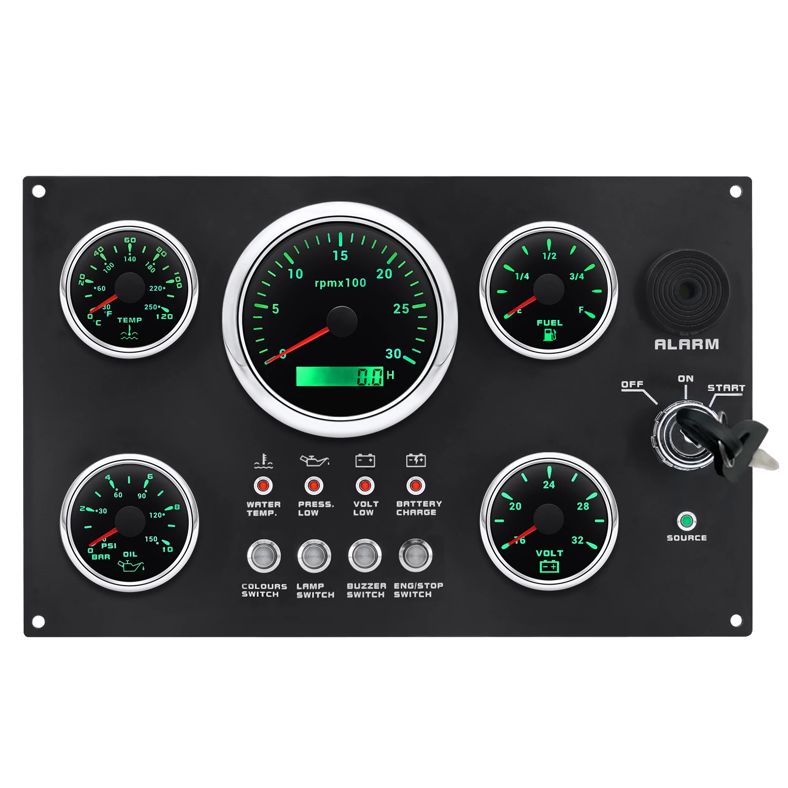 Boots-Armaturenbrett, 5 Gauge-Set, Schalttafel, 85 mm Drehzahlmesser, 3000 U/min–8000 U/min + 52 mm Voltmeter, Ölpresse, Kraftstoffstandsmesser, individuell – Detail 14