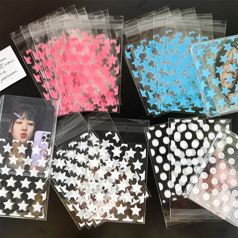 50pc/set Korean Fashion Kpop Idol Photocard Protector for Girl Transparent Star Style Hair Clip Holder Mini Portable Package Bag