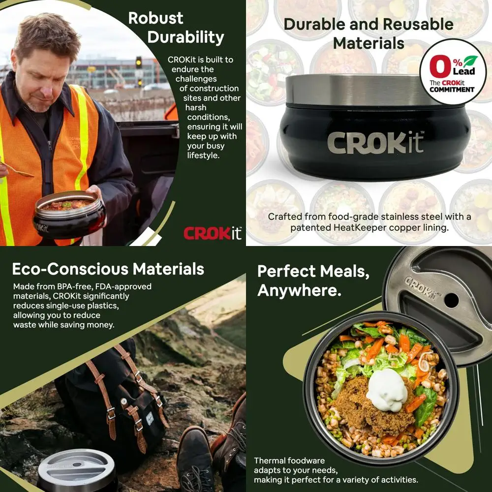 

Изолированная миска для еды из нержавеющей стали — термоконтейнер для горячих и холодных еды, герметичная, портативная, прочная, 7,75 x 3,3