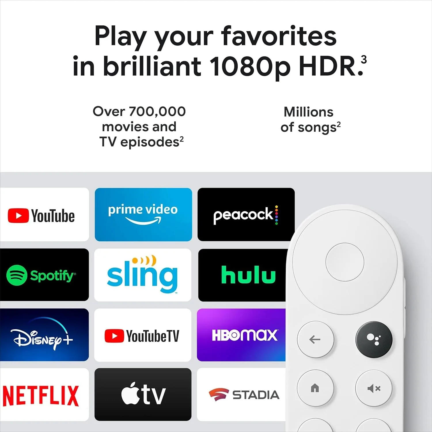 Chromecast com Google TV HD, resolução de vídeo HDR de até 1080p, Dolby Atmos, controlo por voz com telecomando, dispositivo de streaming, Novo