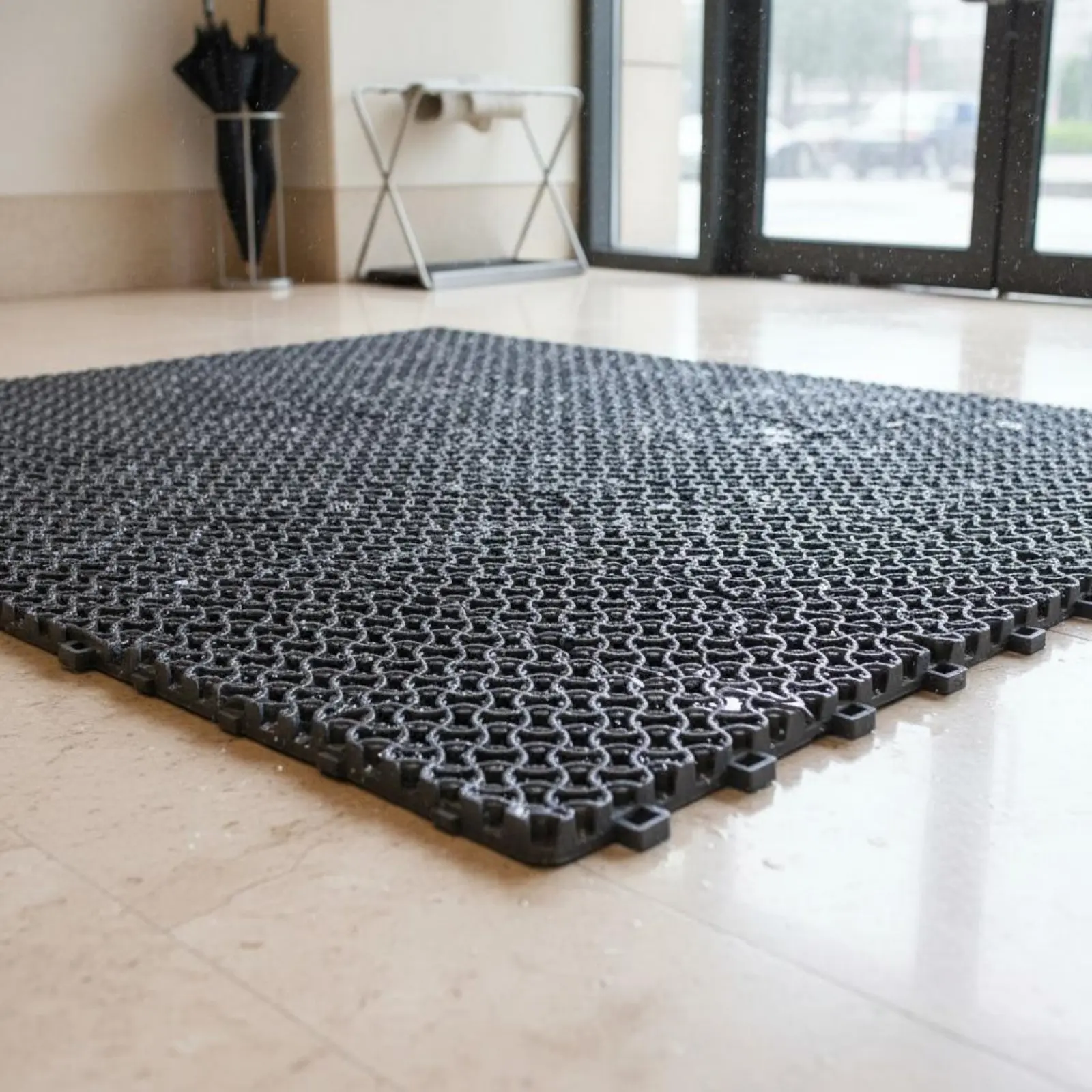 

Sectional Floor Mat Waterproof Business Door Mat Connecting PVC Tiles Oil-Resistant Sturdy Duty Entrance Rug Easy to Clean