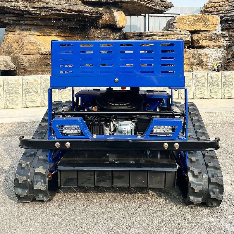 

Customized new all-terrain tracked remote-controlled lawnmower with storage rack