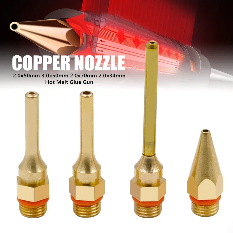 lot Pure Copper Hot Glue Gun Nozzle 2.0x70mm 3.0x50mm 2.0x50mm Long Short Small-bore Large Diameter Glue Gun Nozzle