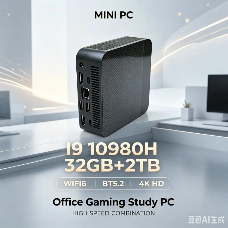 High Speed Mini PC Intel I9‑10980HK 16GB+2TB SSD WiFi 6 Display Windows 11 Portable Mini Desktop PC for Work Gaming Study