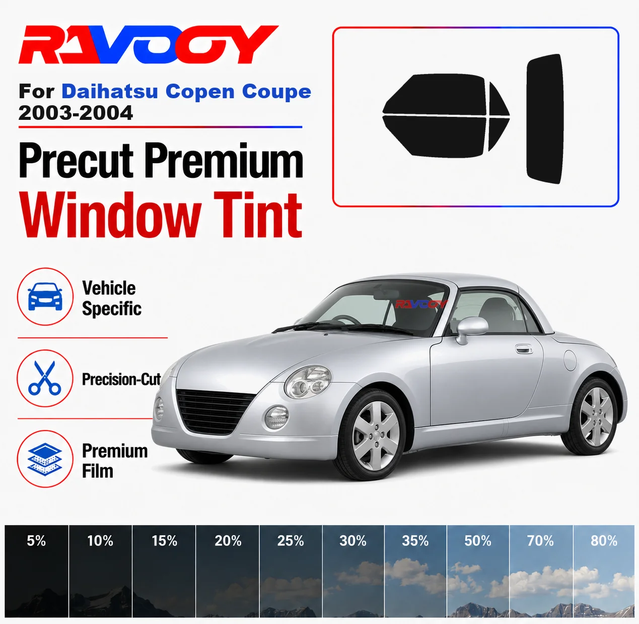 Premium Precut Window Tint Kit Front Rear Windows Rear Windshield For Daihatsu Copen Coupe 2003-2004 Car Solar Nano Ceramic Film