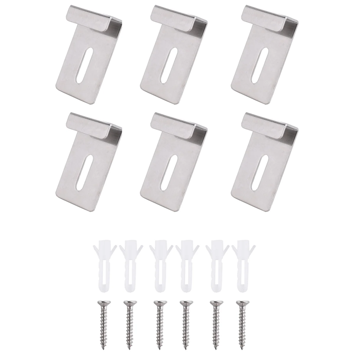 6Pcs Metal Mirror Clips Wide Channel Mirror Hanger Clip Kit Retainer Clips for Mirrors with Screw Mirror Clips Silver