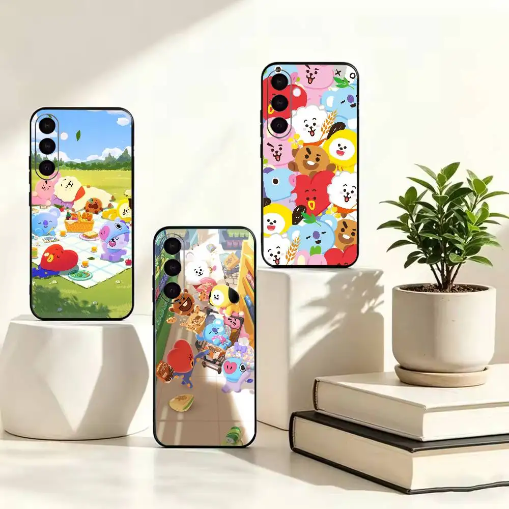 character lovely B-BT21   Anti-drop Black Soft Silicone Case For Samsung Galaxy A73 A72 A71 A53 A52 A51