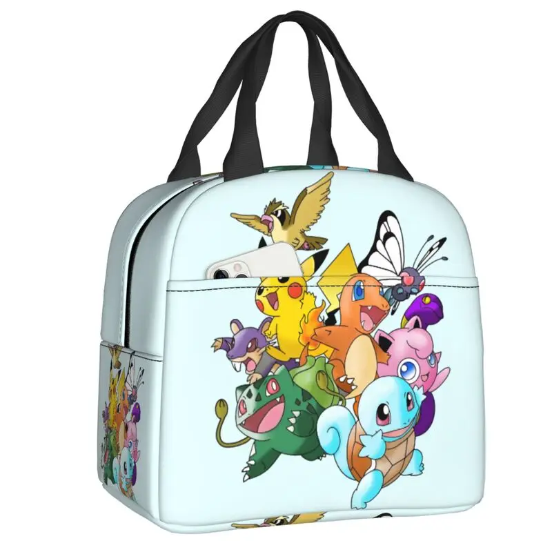 

Custom Bikachus Insulated Lunch Bags for School Office Series Video Games Waterproof Cooler Thermal Lunch Box Women Kids