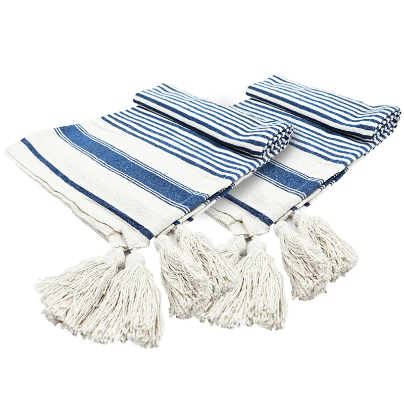 

50x60 Brighton Blue Striped Throw Blanket, 2 Pack