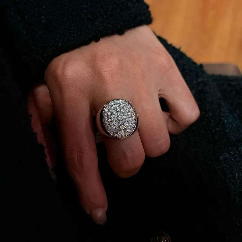 Bellux 925 Silver White Gold Full Diamond Moissanite Vintage Round Arm Starry Sky Shining High Quality Rings