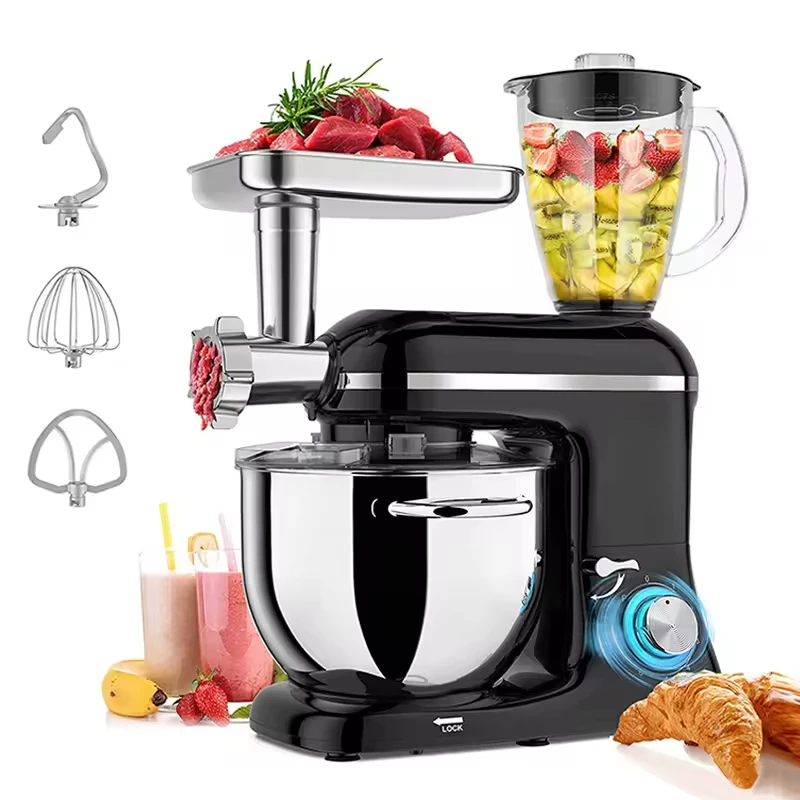 3-In-1 Home Multi-Functional Flour Mixer Automatic Juicing Meat Grinder Stirring Cook Machine Stainless Steel Mixing Bowl Cake