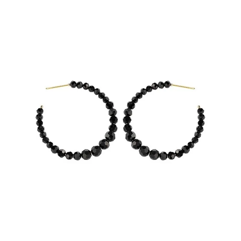 Neue Mode Einfache Trend Runde Schwarz Kristall Hoop Ohrringe Geometrische Ohrringe Frauen Elegante Exquisite Schmuck Geschenke Großhandel – Detail 6