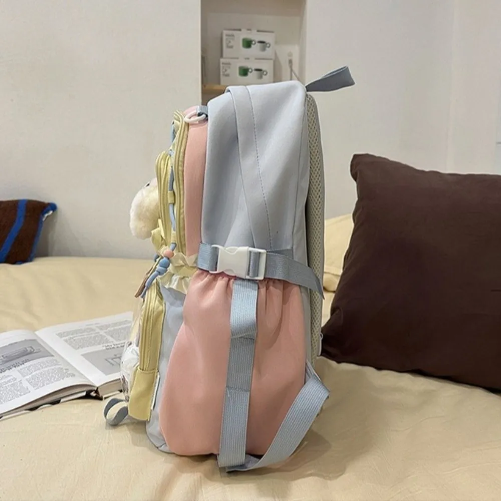 Stylish Clear Pockets Ita Backpack with Bows Ruffles Big Ruffles Itabag Large Capacity Pin Display Backpack Back To School
