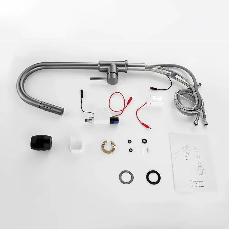Grey Touch Kitchen Faucets Hot Cold Kitchen Sink Mixer Tap with Pull Down Sprayer Smart Sensor Touch Kitchen Mixer Faucet