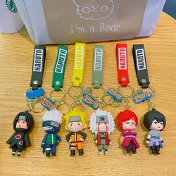 Anime Naruto Action Figure Toys Silica Gel Keychain Uchiha Sasuke Uchiha Itachi Hatake Kakashi Model Doll Children's Gifts