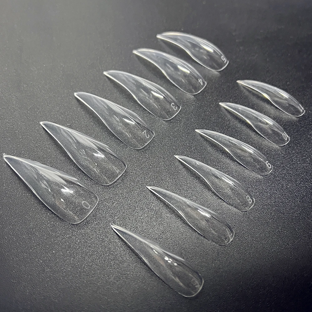 120pcs Curved Stiletto Nail Dual Forms for Poly Nail Gel 3D Eagle Claw Hawk Curve Sculptural Nails Reusable Full Cover Molds
