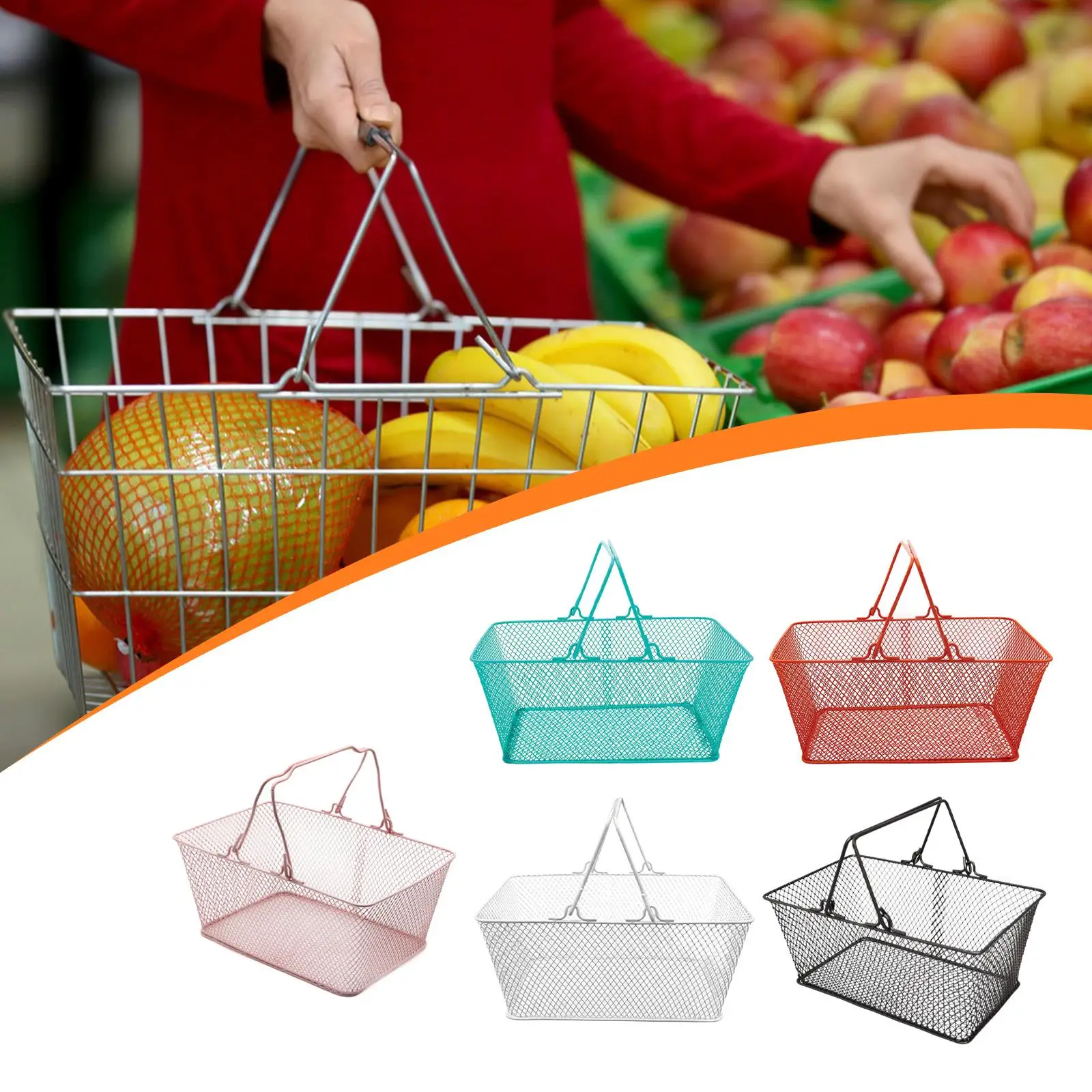 

Shopping Basket Sturdy Supermarket Carry Basket for Bar Retail Store Grocery
